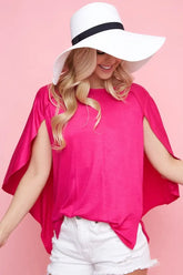 Fuchsia Fold Over Back Detailed Top - Chic & Stylish, Tops, $ 23.00, A Moment Of Now™